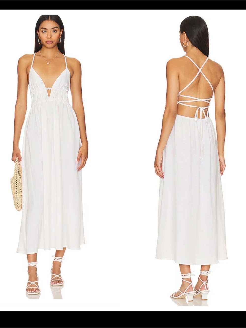 l*space White Crisscross Back Maxi Dress